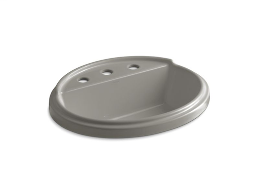 Tresham® oval drop-in bathroom sink with 8" widespread faucet holes, Cashmere