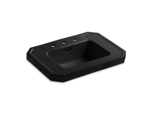 Kathryn® bathroom sink basin with 8" widespread faucet holes, Black Black