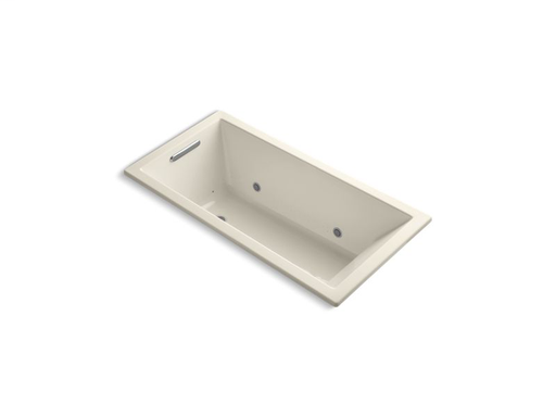 Underscore® Rectangle 60" x 30" drop-in VibrAcoustic® + BubbleMassage Air Bath with Bask™ heated surface and chromatherapy, Almond
