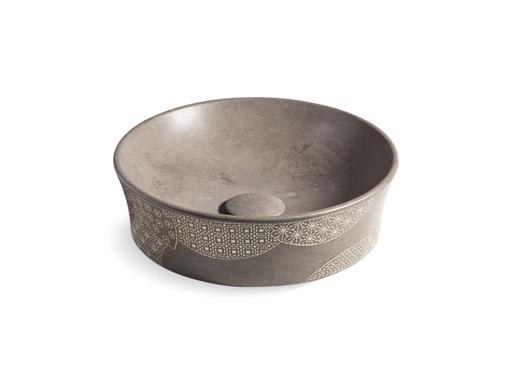 Kensho™ round vessel bathroom sink, Grey Foussana