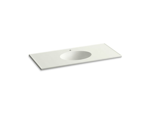 Ceramic/Impressions® 49" oval vanity-top bathroom sink with single faucet hole, Dune Impressions