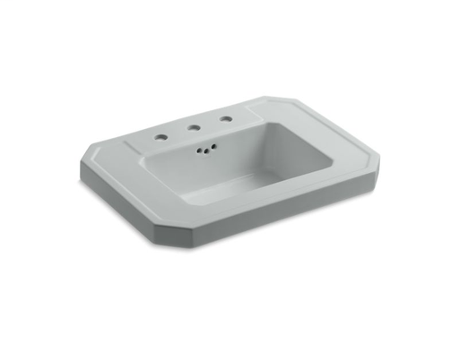 Kathryn® bathroom sink basin with 8" widespread faucet holes, Ice™ Grey