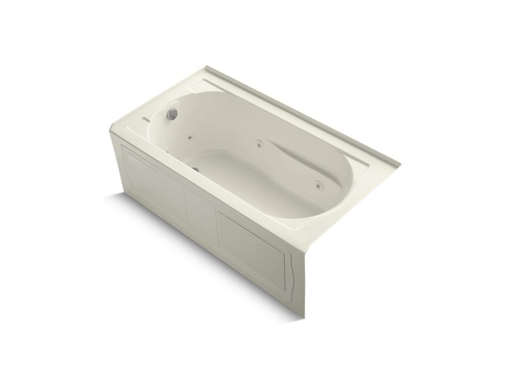 Devonshire® 60" x 32" alcove whirlpool with integral apron, integral flange, left-hand drain and heater, Biscuit