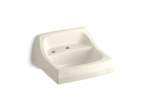 Kingston™ 21-1/4" x 18-1/8" wall-mount/concealed arm carrier bathroom sink with single faucet hole and left-hand soap dispenser hole, Almond