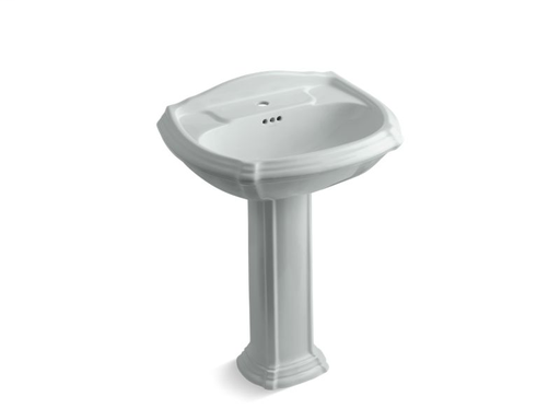 Portrait® pedestal bathroom sink with single faucet hole, Ice™ Grey