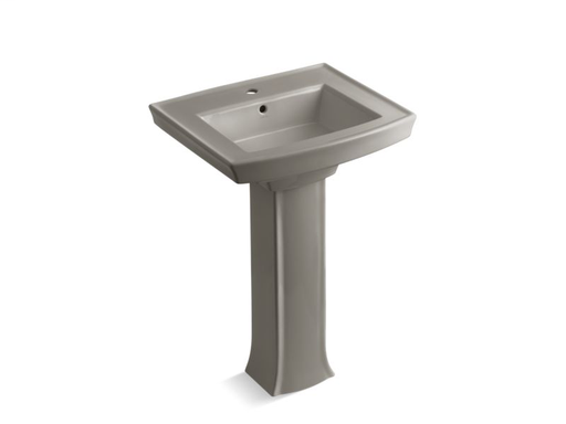 Archer® pedestal bathroom sink with single faucet hole, Cashmere