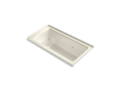 Archer® 60" x 30" integral flange whirlpool + BubbleMassage™ Air Bath with right-hand drain, Biscuit