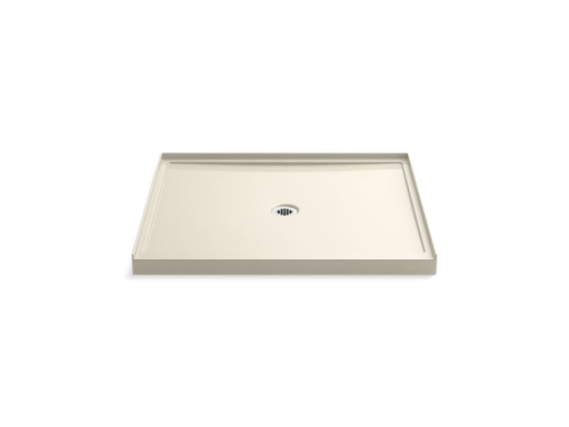 Rely® 48" x 42" single-threshold shower base with center drain, Almond