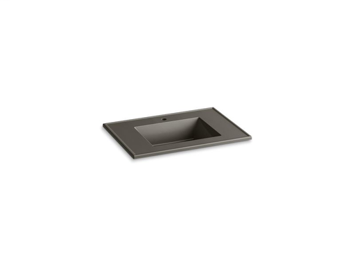 Ceramic/Impressions® 31" rectangular vanity-top bathroom sink with single faucet hole, Cashmere Impressions