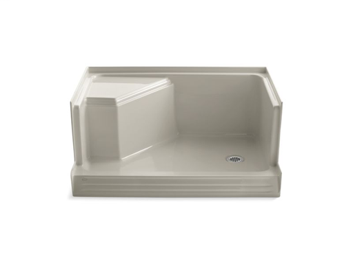 Memoirs® 48" x 36" single threshold right-hand drain shower base with integral seat at left, Sandbar