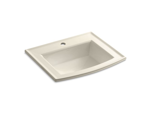 Archer® drop-in bathroom sink with single faucet hole, Almond