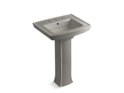 Archer® pedestal bathroom sink with 8" widespread faucet holes, Cashmere