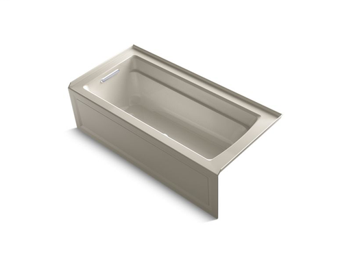 Archer® 66" x 32" alcove BubbleMassage™ Air Bath with integral apron, left-hand drain and Bask™ heated surface, Sandbar