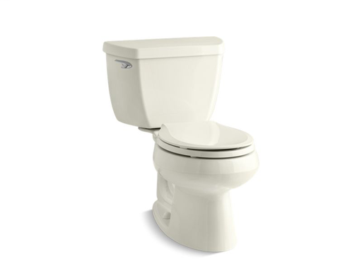 Wellworth® Classic two-piece round-front 1.28 gpf toilet with Class Five® flush technology and left-hand trip lever, seat not included, Biscuit