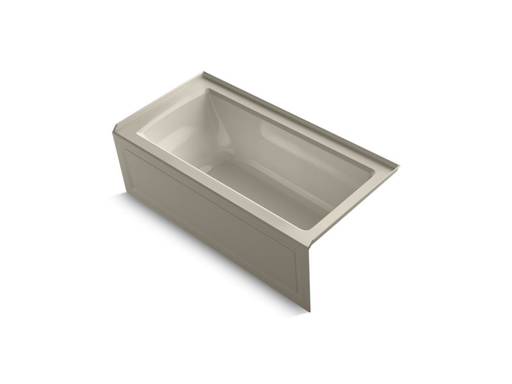 Archer® 60" x 30" alcove VibrAcoustic® bath with integral apron, integral flange and right-hand drain, Sandbar