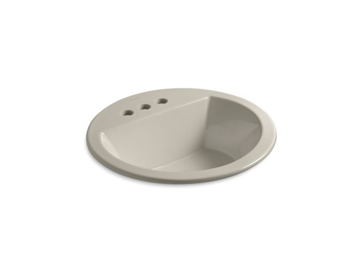 Bryant® round drop-in bathroom sink with 4" centerset faucet holes, Sandbar