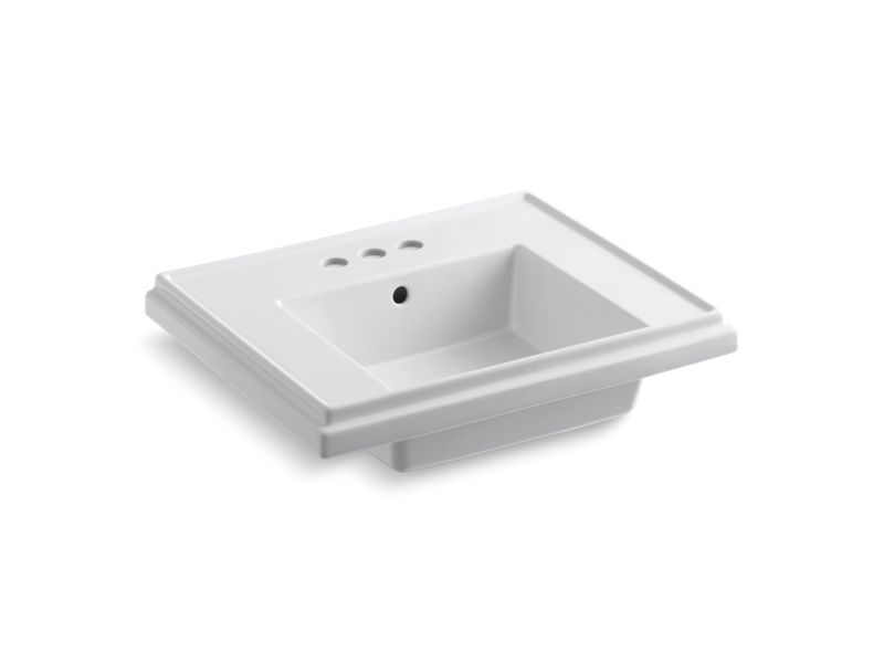 Tresham®24" pedestal bathroom sink basin with 4" centerset faucet holes, White