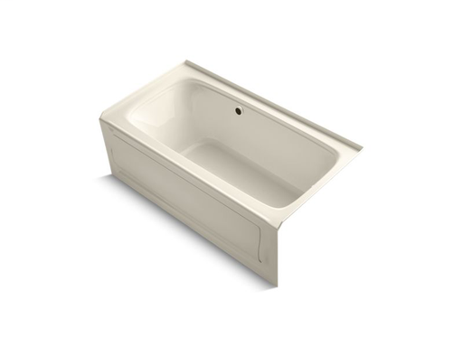 Bancroft® 60" x 32" alcove BubbleMassage™ Air Bath with Bask™ heated surface, integral apron, integral flange and right-hand drain, Almond