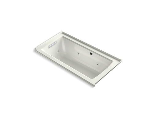 Archer® 60" x 30" alcove whirlpool with Bask® heated surface, integral flange and left-hand drain, Dune