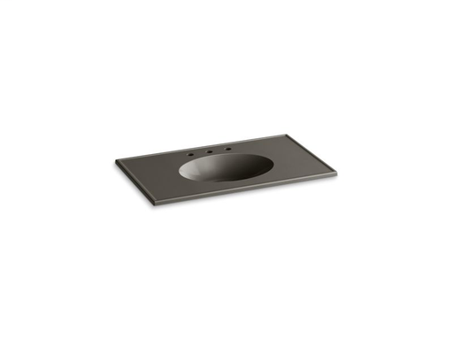 Ceramic/Impressions® 37" oval vanity-top bathroom sink with 8" widespread faucet holes, Cashmere Impressions