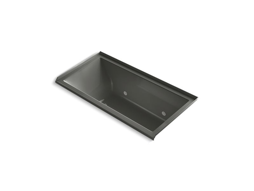 Underscore® Rectangle 60" x 30" alcove VibrAcoustic® bath with chromatherapy and right-hand drain, Thunder Grey