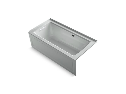 Archer® 60" x 30" alcove BubbleMassage™ Air Bath with integral apron, left-hand drain and Bask™ heated surface, Ice™ Grey