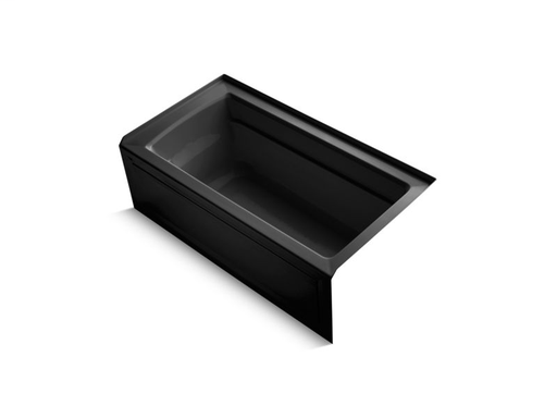 Archer® 60" x 32" alcove VibrAcoustic® bath with integral flange and right-hand drain, Black Black