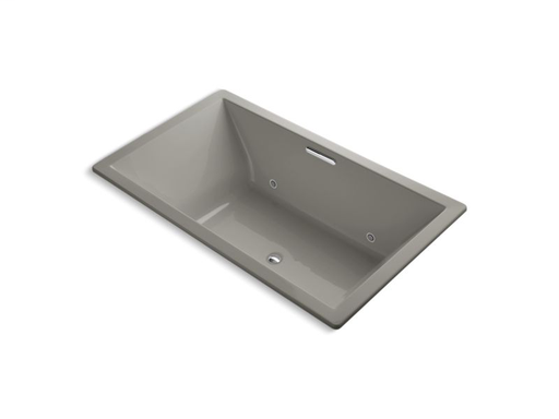 Underscore® Rectangle 72" x 42" drop-in VibrAcoustic® bath with chromatherapy and center drain, Cashmere