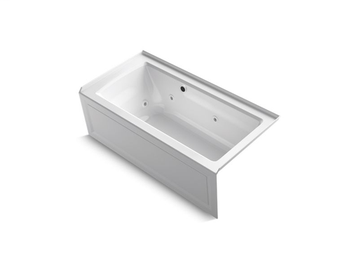 Archer® 60" x 30" alcove whirlpool with Bask® heated surface, integral apron, integral flange and right-hand drain, White