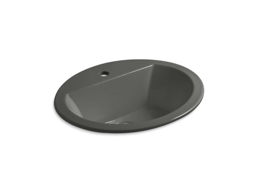Bryant® oval drop-in bathroom sink with single faucet hole, Thunder Grey