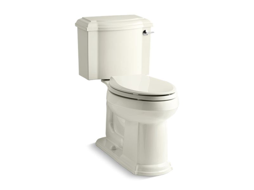 Devonshire® Comfort Height® two-piece elongated 1.28 gpf toilet with AquaPiston® flush technology and right-hand trip lever, seat not included, Biscuit