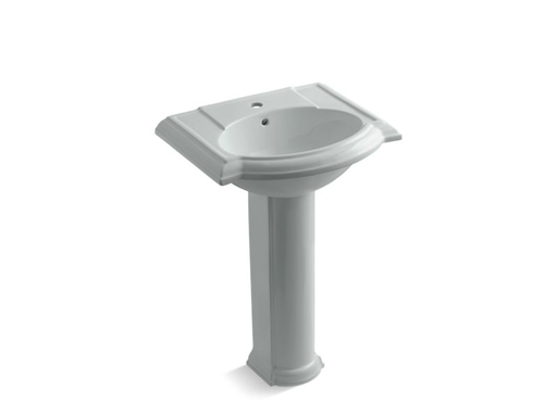Devonshire® 24" pedestal bathroom sink with single faucet hole, Ice™ Grey