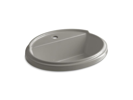 Tresham® oval drop-in bathroom sink with single faucet hole, Cashmere