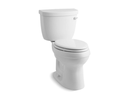 Cimarron® Comfort Height® two-piece elongated 1.6 gpf toilet with AquaPiston® flush technology, right-hand trip lever and tank cover locks, seat not included, White