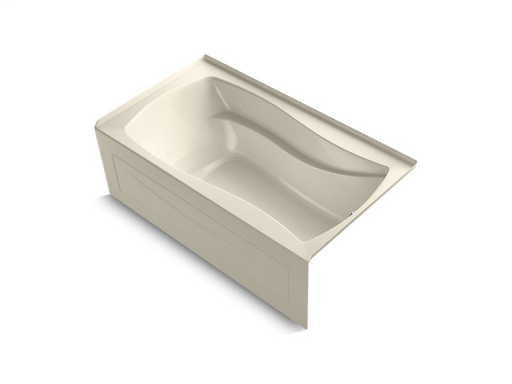 Mariposa® 66" x 36" alcove BubbleMassage™ Air Bath with Bask® heated surface, integral apron and right-hand drain, Almond