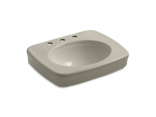 Bancroft® pedestal bathroom sink basin with 8" widespread faucet holes, Sandbar