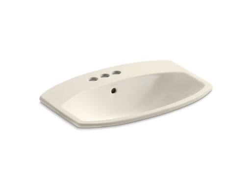 Cimarron® drop-in bathroom sink with 4" centerset faucet holes, Almond