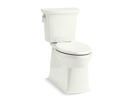 Corbelle® with ContinuousClean Comfort Height® two-piece elongated 1.28 gpf toilet with skirted trapway, left-hand trip lever and Revolution 360™ swirl flushing technology, seat not included, Dune