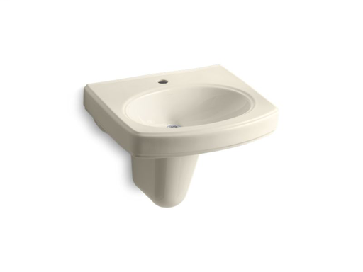 Pinoir® wall-mount bathroom sink with single faucet hole, Almond