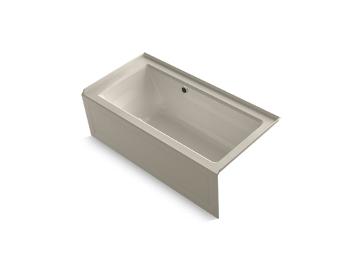 Archer® 60" x 30" alcove BubbleMassage™ Air Bath with integral apron, right-hand drain and Bask™ heated surface, Sandbar