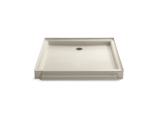 Memoirs® 48" x 48" single threshold rear center drain shower base, Almond