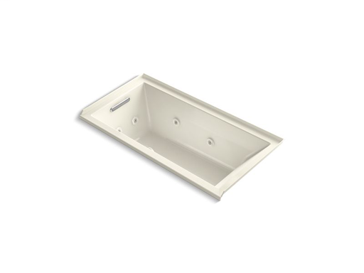 Underscore® Rectangle 60" x 30" alcove whirlpool with integral flange and left-hand drain, Biscuit