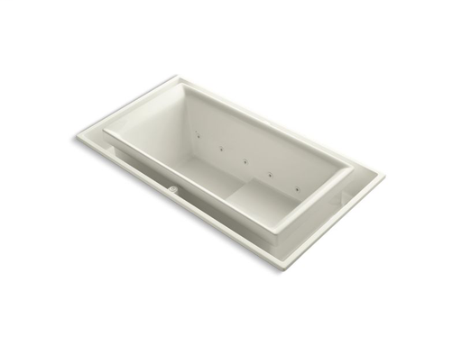 sok® 75" x 41" drop-in Effervescence bath with left-hand drain, Biscuit