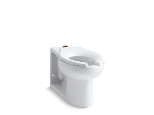 Anglesey™ floor-mounted wall-outlet 1.6 gpf flushometer valve elongated bowl with top inlet and bedpan lugs, antimicrobial, White