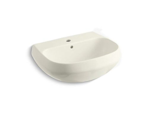 Wellworth® bathroom sink basin with single faucet hole, Biscuit