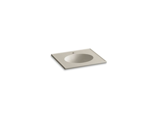Ceramic/Impressions® 25" oval vanity-top bathroom sink with single faucet hole, Sandbar Impressions