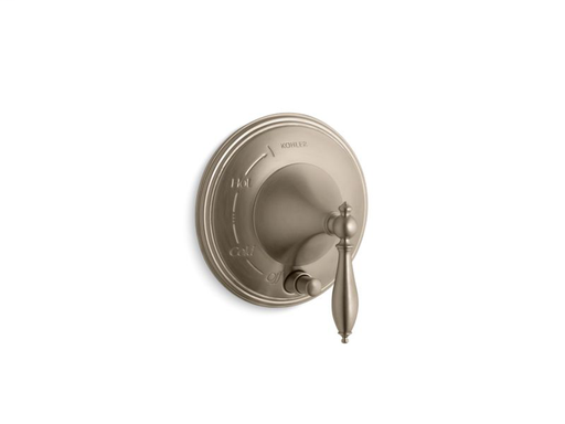 Finial® Traditional pressure-balancing valve trim with lever handle and polished finish accents, valve not included, Vibrant Brushed Bronze