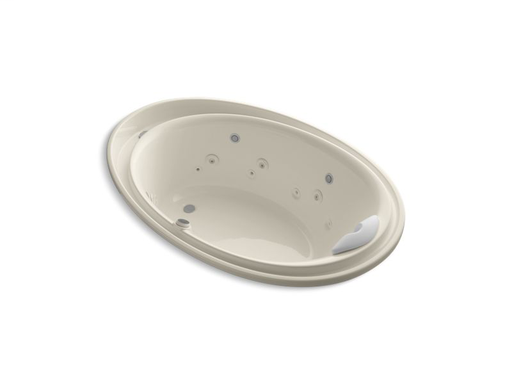 Purist® 72" x 46" drop-in Effervescence + whirlpool with spa/massage package, Almond