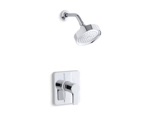 Singulier® Rite-Temp® shower valve trim with lever handle and 2.5 gpm showerhead, Polished Chrome