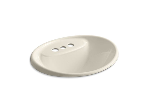 Tides® drop-in bathroom sink with 4" centerset faucet holes, Almond